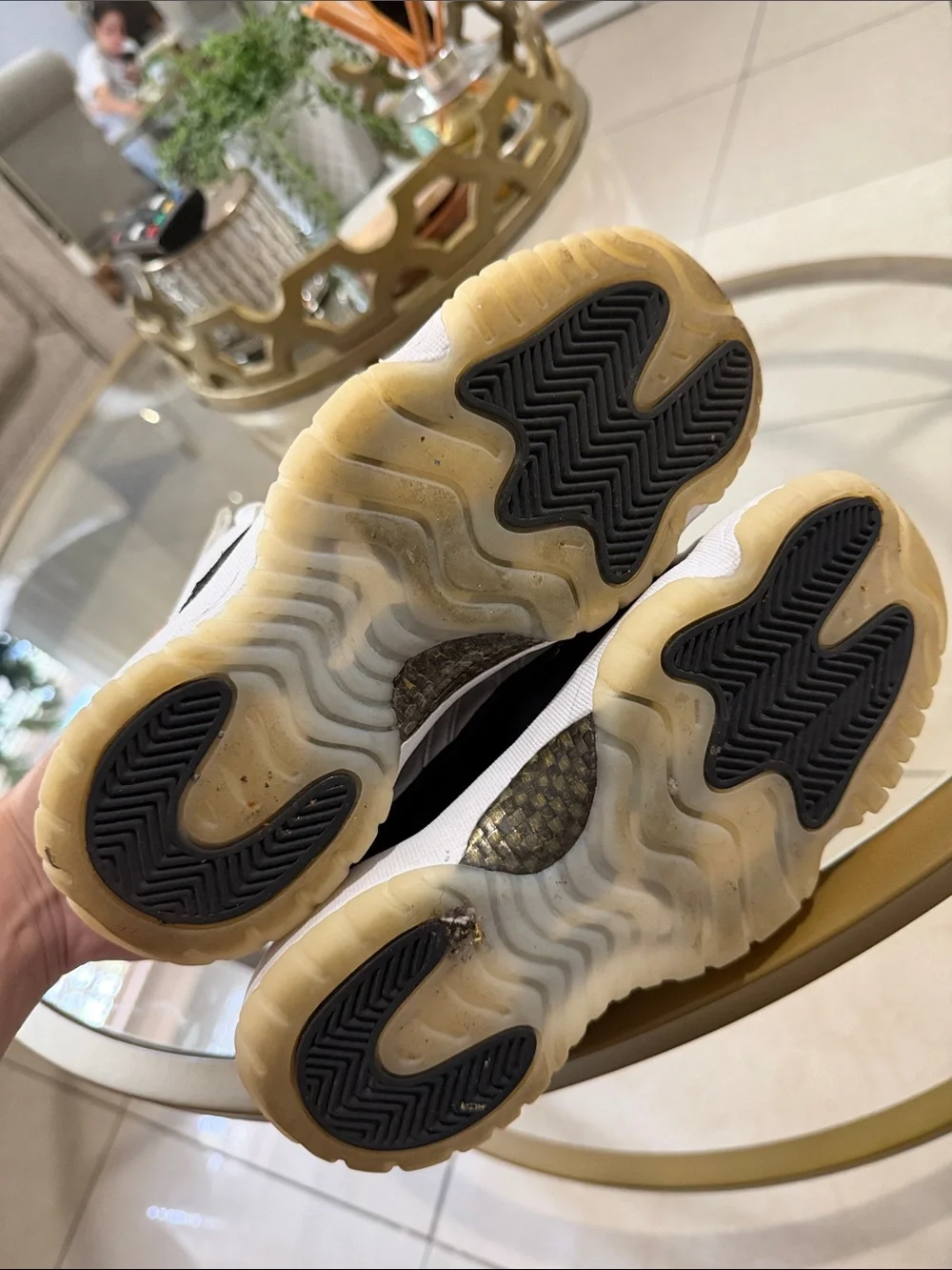 Jordan Kids Gold White and Black High-Top Sneakers